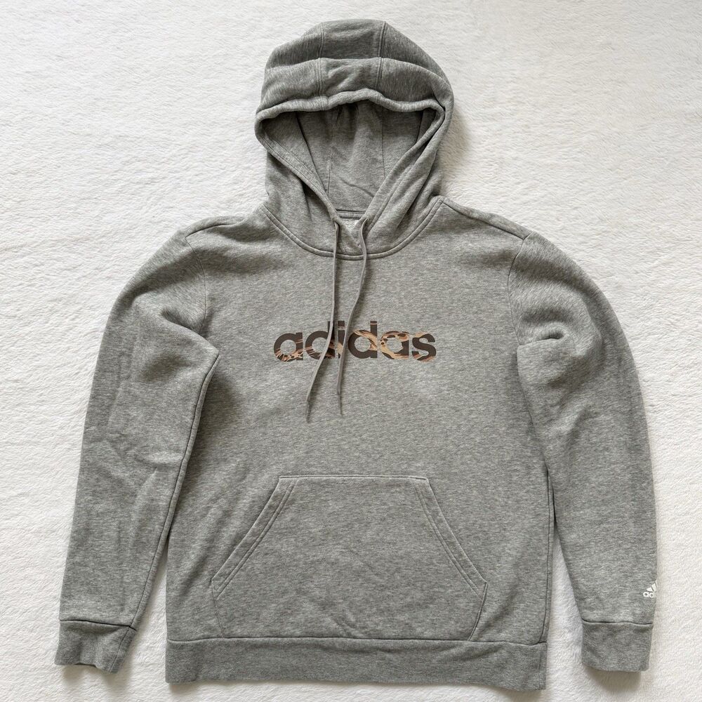 Adidas Women’s Grey Logo Hoodie Sweatshirt Size Medium Runs A Bit Small
